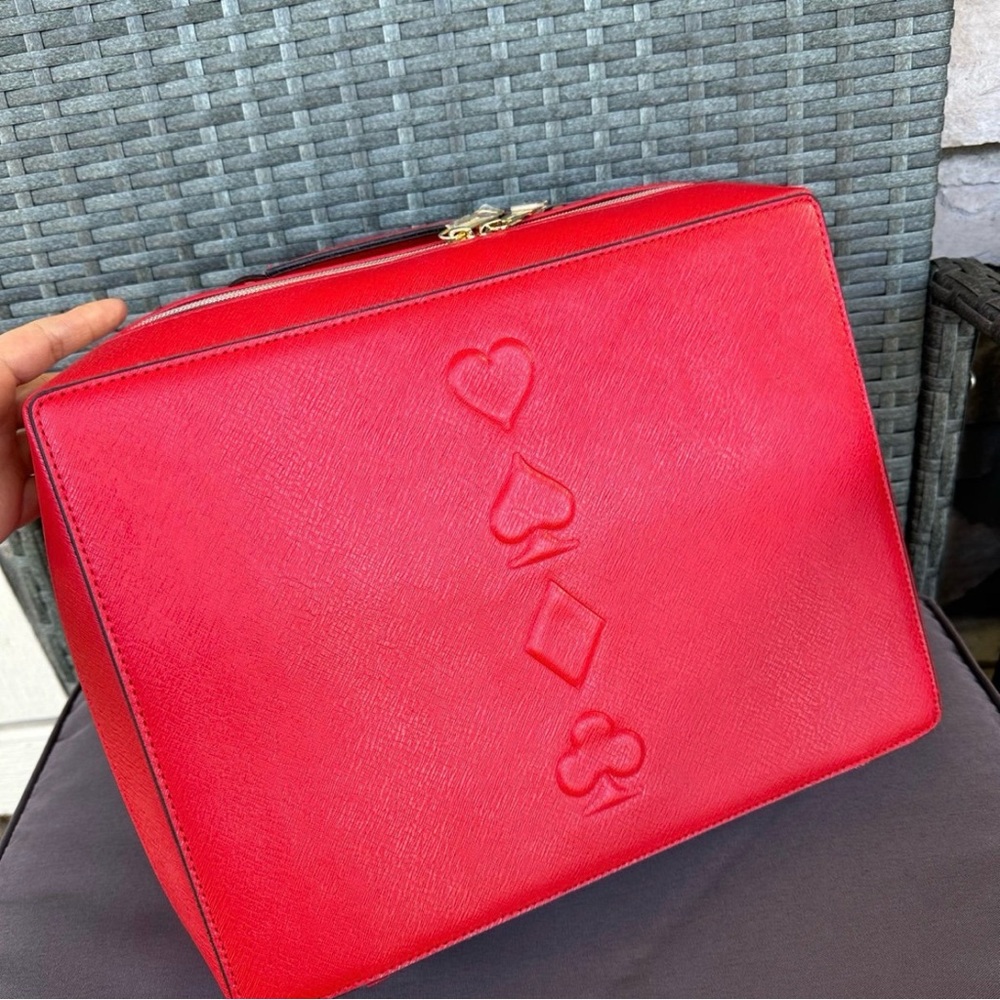 Estee Lauder Makeup Train Case Ace Of Diamonds Cards Travel Cosmetics Bag in Red
